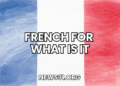 French for What Is It